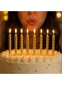 Velas de Bolo Aniversário Espiral Dourada – 8 unidades