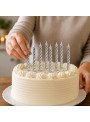 Velas de Bolo Aniversário Espiral Prata – 8 unidades