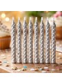 Velas de Bolo Aniversário Espiral Prata – 8 unidades