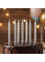 Velas de Bolo Aniversário Espiral Prata – 8 unidades