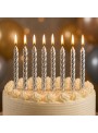 Velas de Bolo Aniversário Espiral Prata – 8 unidades