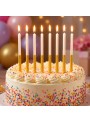 Vela de Aniversário Palito Grande Dourado 8 unidades