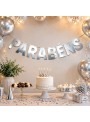 Faixa Decorativa Parabéns Prata 2 metros Decoração Silver Festas