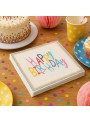 Guardanapo de Papel Folha Dupla Happy Birthday Colorido 33cmx33cm Silver Festas 20 Unidades