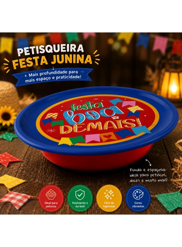 Prato Petisqueira Laminada Festa Junina Arraiá 18cm 8 Unidades