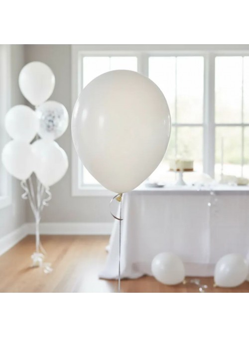 Balão de Látex Branco Polar 11 Polegadas 28cm São Roque 50 Unidades