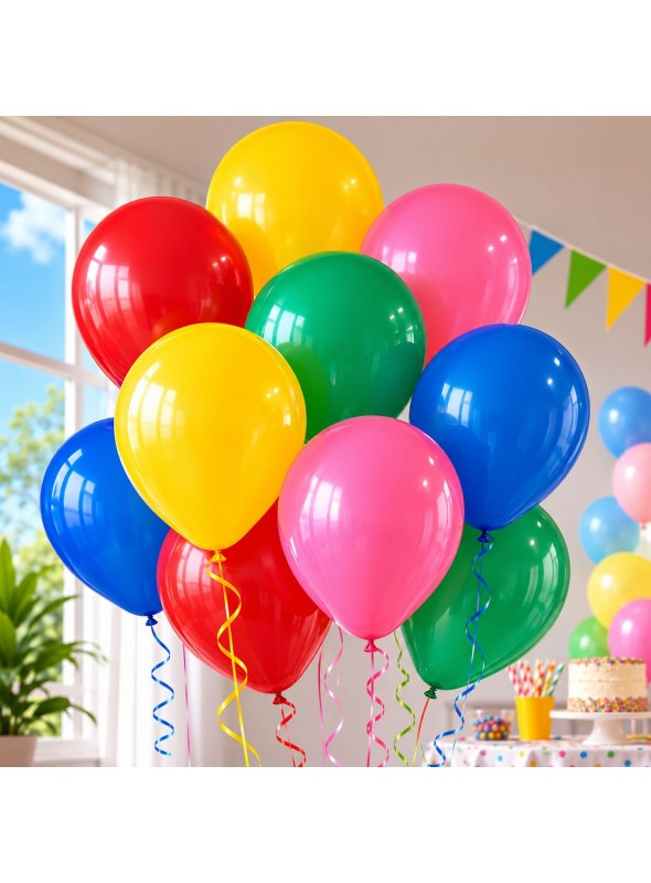 Balão de Látex Colorido Sortido 11 Polegadas 27cm 25 Unidades