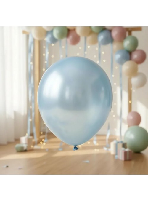 Balões de Látex Azul Metálico 11 Polegadas 28cm São Roque 25 Unidades