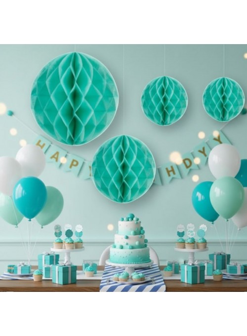 Enfeite Globo Colmeia Azul Piscina 3 Und Decoração Festa