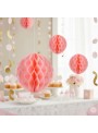 Enfeite Globo Colmeia Rosa Claro 3 Und Decoração Festa