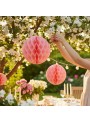 Enfeite Globo Colmeia Rosa Claro 3 Und Decoração Festa