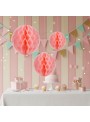 Enfeite Globo Colmeia Rosa Claro 3 Und Decoração Festa