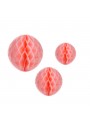 Enfeite Globo Colmeia Rosa Claro 3 Und Decoração Festa