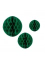 Enfeite Globo Colmeia Verde Escuro 3 Und Decoração Festa