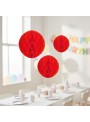 Enfeite Globo Colmeia Vermelho 3 Und Decoração Festa