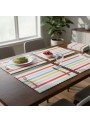 Jogo Americano Listra Multicolorida Reutilizável 5 Unidades Mesa Festa