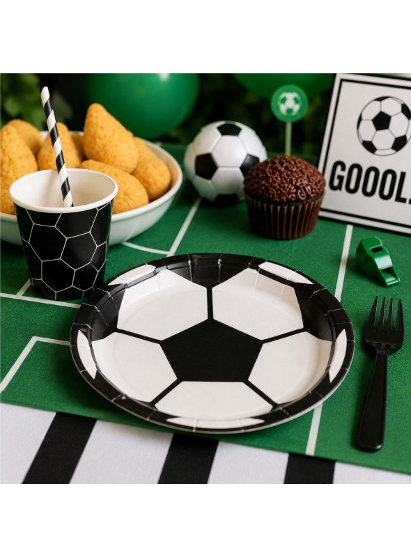 Pratos De Papel Descartáveis Bola De Futebol 18cm 10 Und