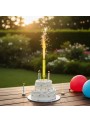 Vela de Aniversário Vulcão Estrela chama Amarelo Silver Festas