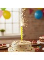 Vela de Aniversário Vulcão Estrela chama Amarelo Silver Festas