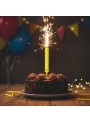 Vela de Aniversário Vulcão Estrela chama Amarelo Silver Festas