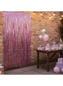 Cortina Metalizada Rosa Claro 1m x 2m Decoração de Festa Silver Festas