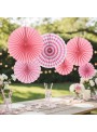 Leque de Papel Decorativo Rosa Claro Kit 6 Unidades