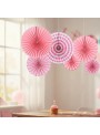 Leque de Papel Decorativo Rosa Claro Kit 6 Unidades