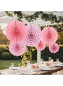 Leque de Papel Decorativo Rosa Claro Kit 6 Unidades