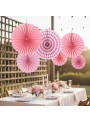 Leque de Papel Decorativo Rosa Claro Kit 6 Unidades