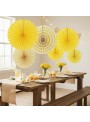 Leque de Papel Decorativo Amarelo Kit 6 Unidades
