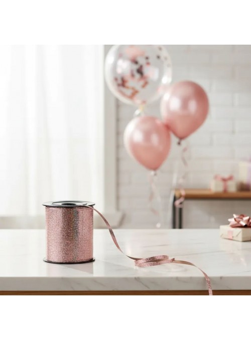 Fitilho de Plástico para Balões Rose Gold Holográfico Metalizado 5mmx200m