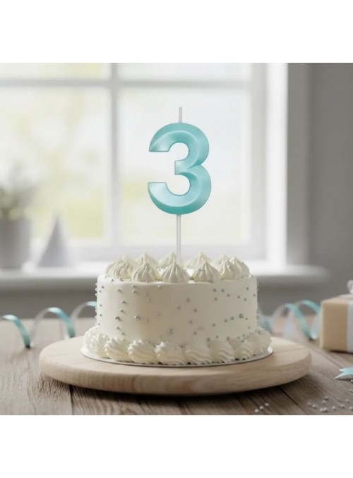 Vela de Aniversário Mini Design Número 3 Tiffany