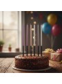Vela de Aniversário Palito Gigante Metalizada Colorida 15cm Silver Festas 6 Unidades