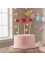 Vela de Aniversário 3 Corações Glitter Vermelho Silver Festas