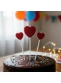 Vela de Aniversário 3 Corações Glitter Vermelho Silver Festas