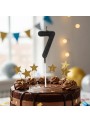 Vela De Aniversário Número 7 Glitter Preto 14,5cm Velas Aniversário