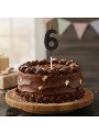 Vela De Aniversário Número 6 Glitter Preto 14,5cm Velas Aniversário