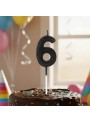 Vela De Aniversário Número 6 Glitter Preto 14,5cm Velas Aniversário