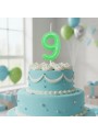Vela de Aniversário Número 9 Verde Neon 6cm Silver Festas