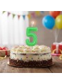 Vela de Aniversário Número 5 Verde Neon 6cm Silver Festas