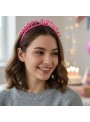 Tiara de Plástico Happy Birthday Rosa Pink Adereços Kit Festa