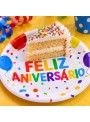 Prato E Copo De Papel Feliz Aniversário Balões 8 Und Cada