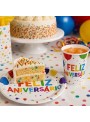 Prato E Copo De Papel Feliz Aniversário Balões 8 Und Cada