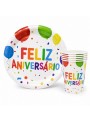 Prato E Copo De Papel Feliz Aniversário Balões 8 Und Cada