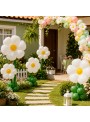 Balão Metalizado Flor Margarida Branca 71 x 71cm Flutua Gás Hélio