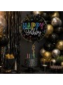 Balão Metalizado Happy Birthday Preto 17 Polegadas 43cm Bam Festas