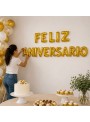 Balão Metalizado Feliz Aniversário Dourado Letras 40cm