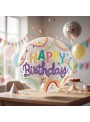 Balão Bubble Happy Birthday Colorido 18 Polegadas 45cm