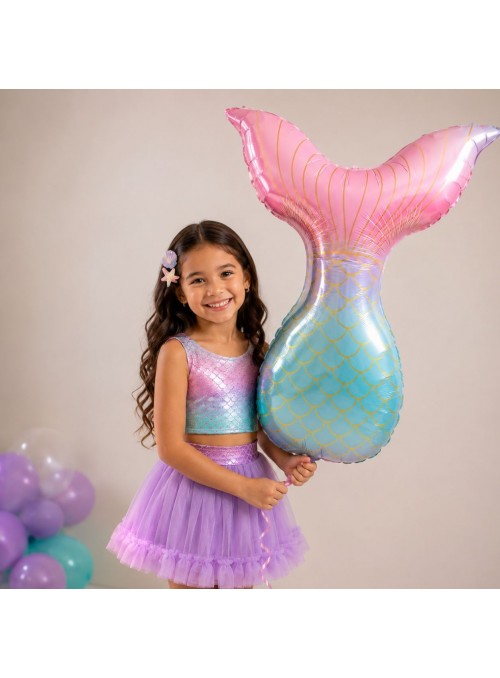 Balão Metalizado Cauda Sereia Candy Fundo Mar 33 Pol 85cm