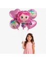 Kit Balões Metalizados Sereia Rosa Happy Bday Com 5 Und